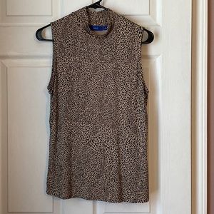 Womens Apt 9 Size Large Mock Neck Cheetah Print Sleeveless Top